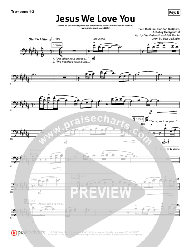 Jesus We Love You Trombone 1/2 (Bethel Music)