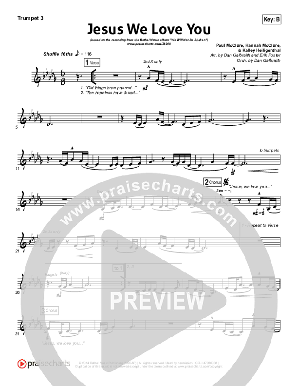 Jesus We Love You Trumpet 3 (Bethel Music)