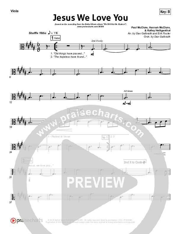 Jesus We Love You Viola (Bethel Music)