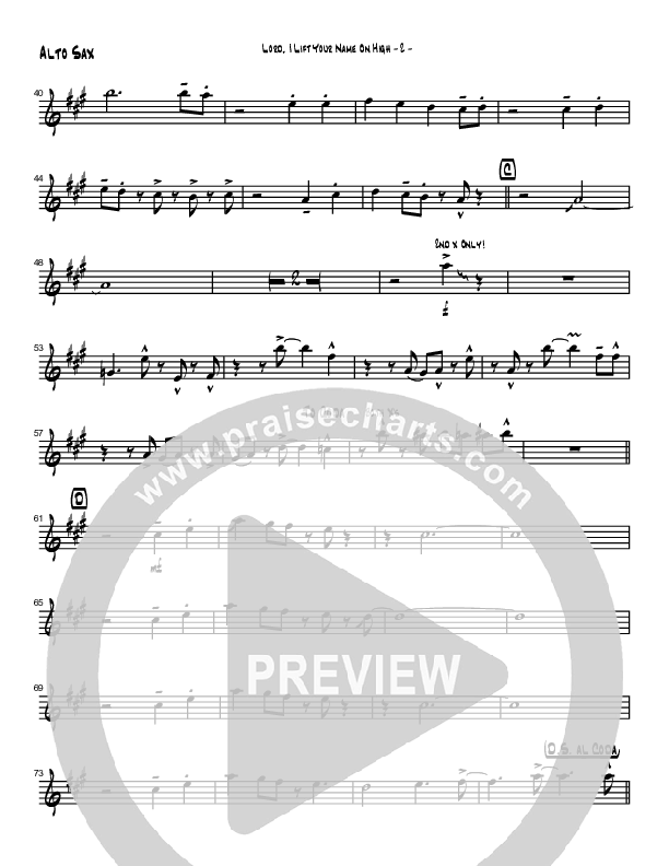 Lord I Lift Your Name On High (Instrumental) Alto Sax (Brad Henderson)