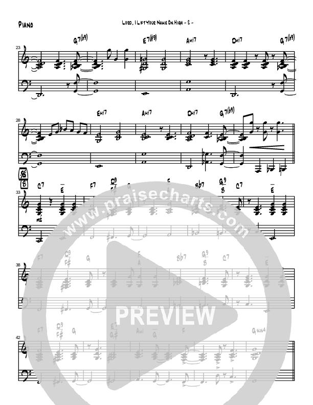 Lord I Lift Your Name On High (Instrumental) Piano Sheet (Brad Henderson)