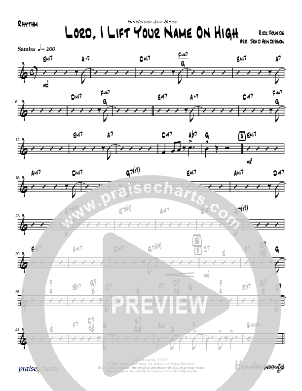 Lord I Lift Your Name On High (Instrumental) Rhythm Chart (Brad Henderson)