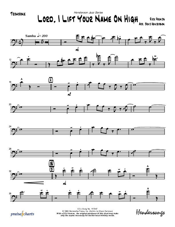 Lord I Lift Your Name On High (Instrumental) Trombone (Brad Henderson)
