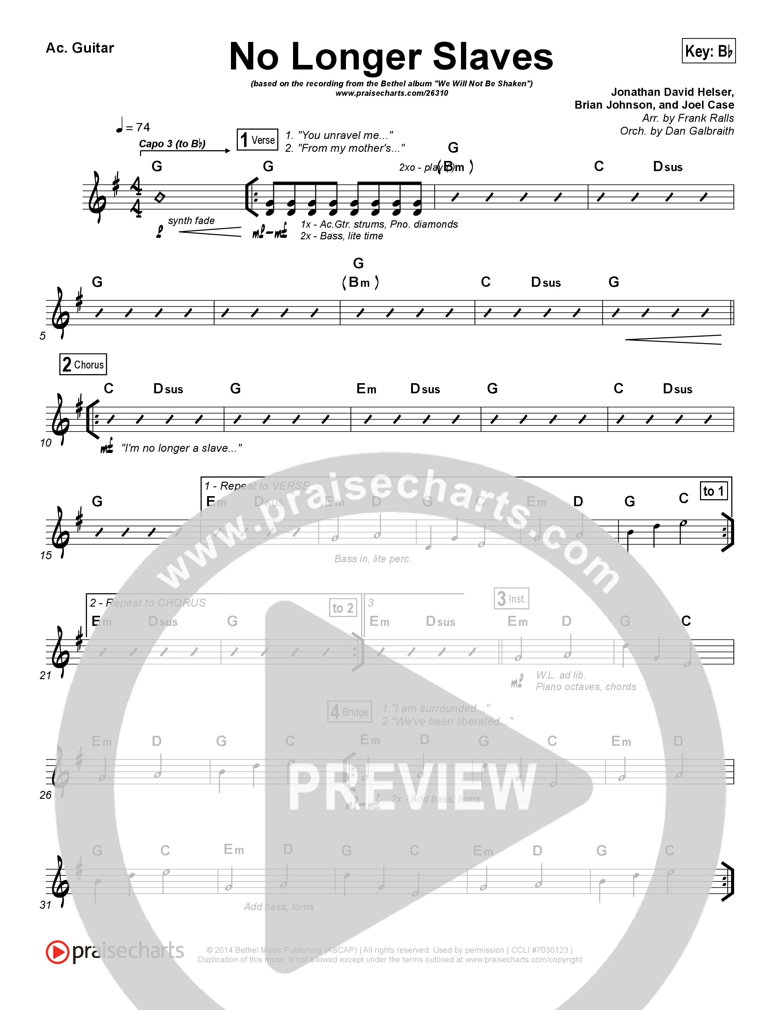 No Longer Slaves (Spontaneous)(Live) Acoustic Guitar (Bethel Music)