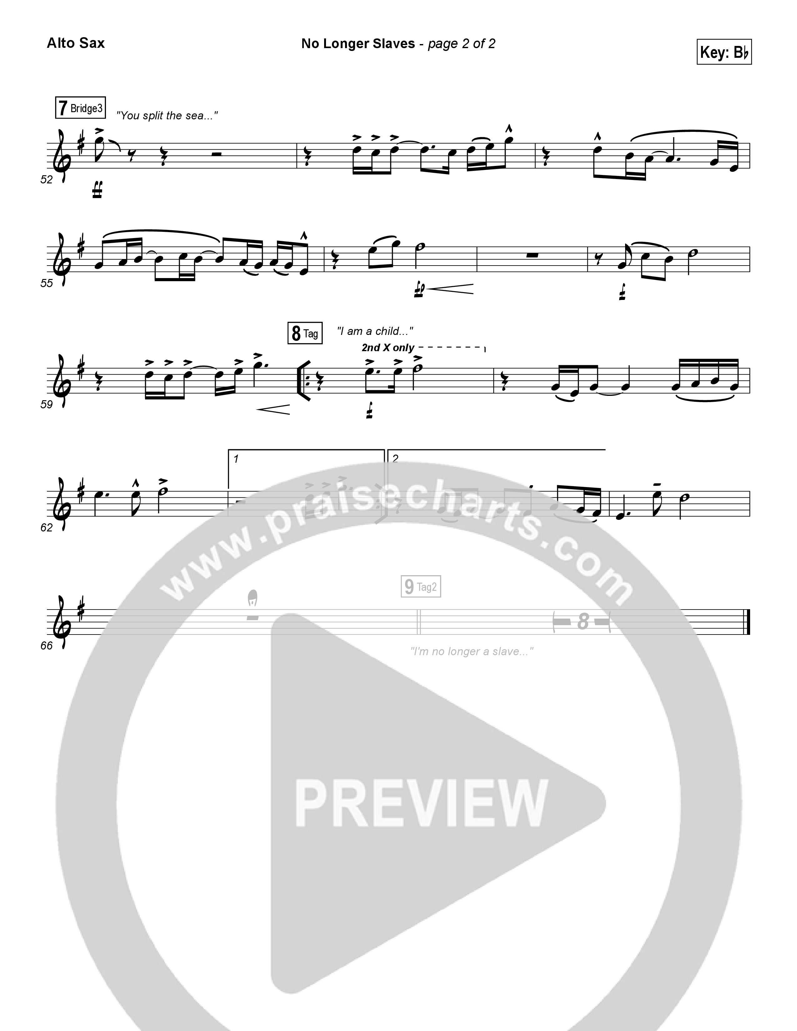 No Longer Slaves (Spontaneous)(Live) Alto Sax (Bethel Music)