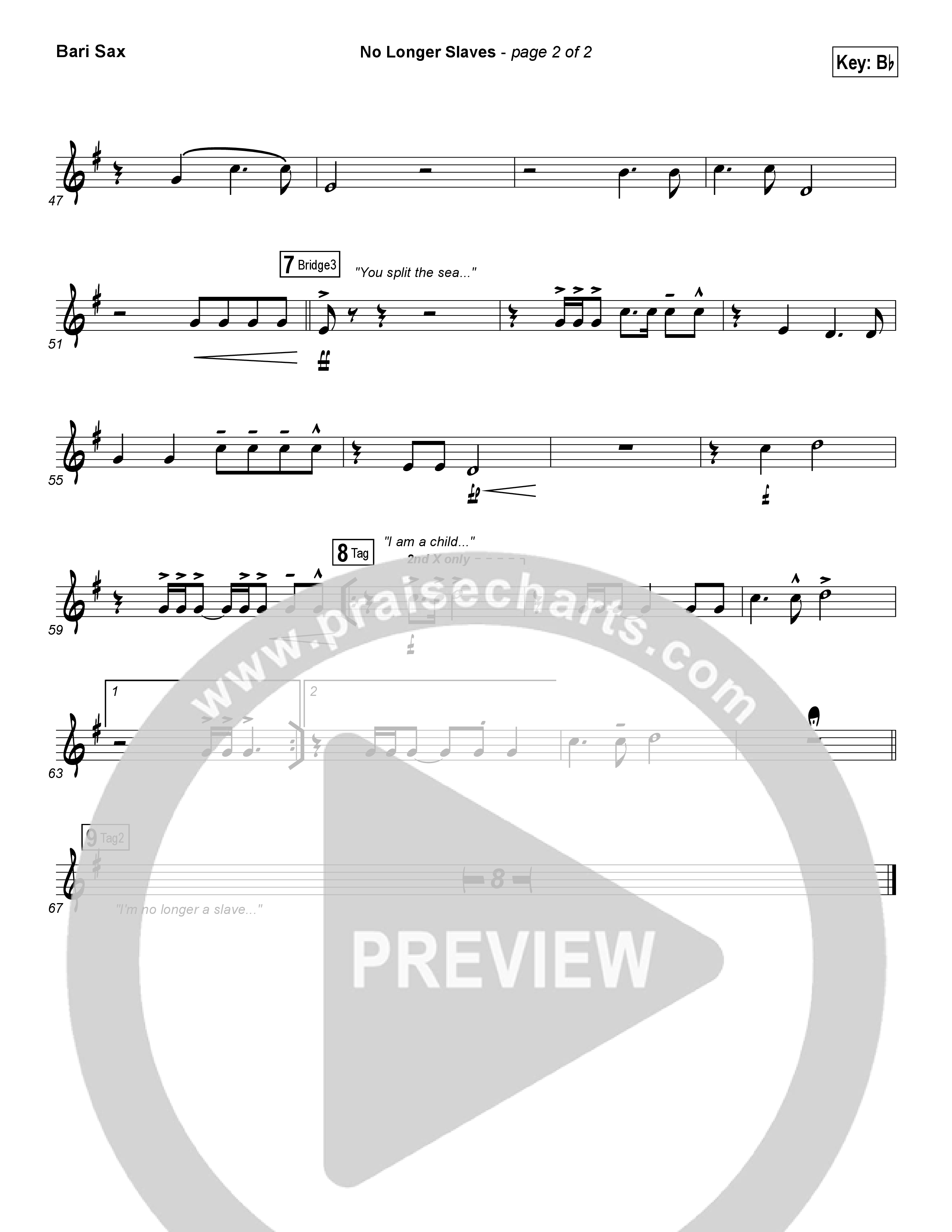 No Longer Slaves (Spontaneous)(Live) Bari Sax (Bethel Music)