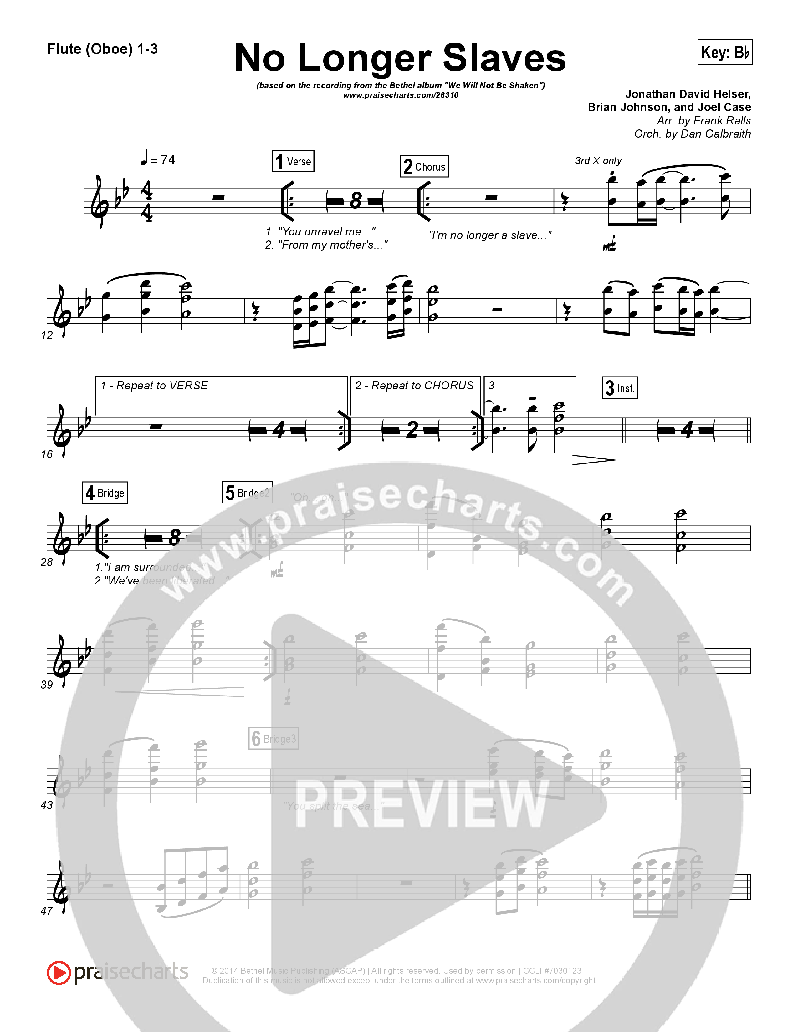 No Longer Slaves (Spontaneous)(Live) Flute/Oboe 1/2/3 (Bethel Music)