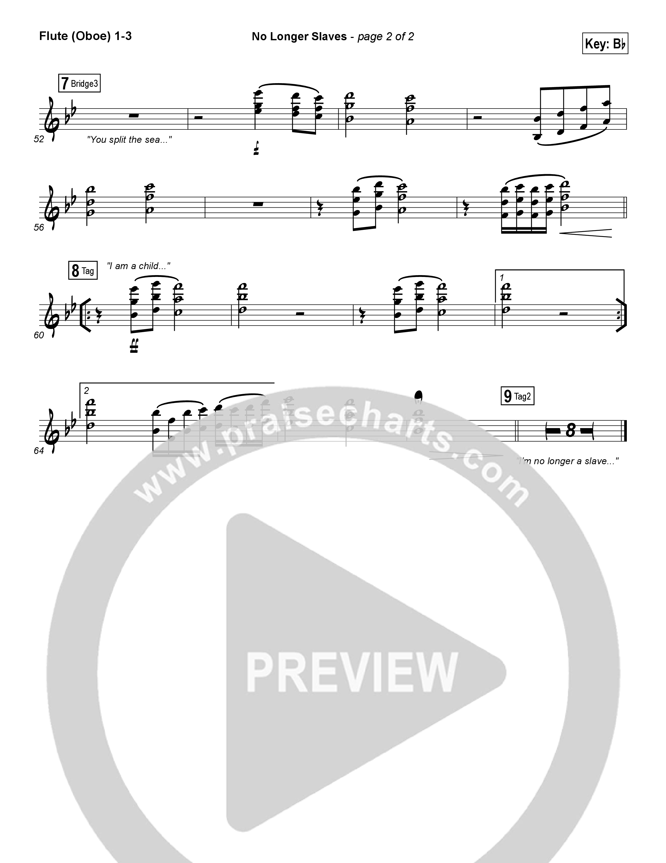 No Longer Slaves (Spontaneous)(Live) Flute/Oboe 1/2/3 (Bethel Music)