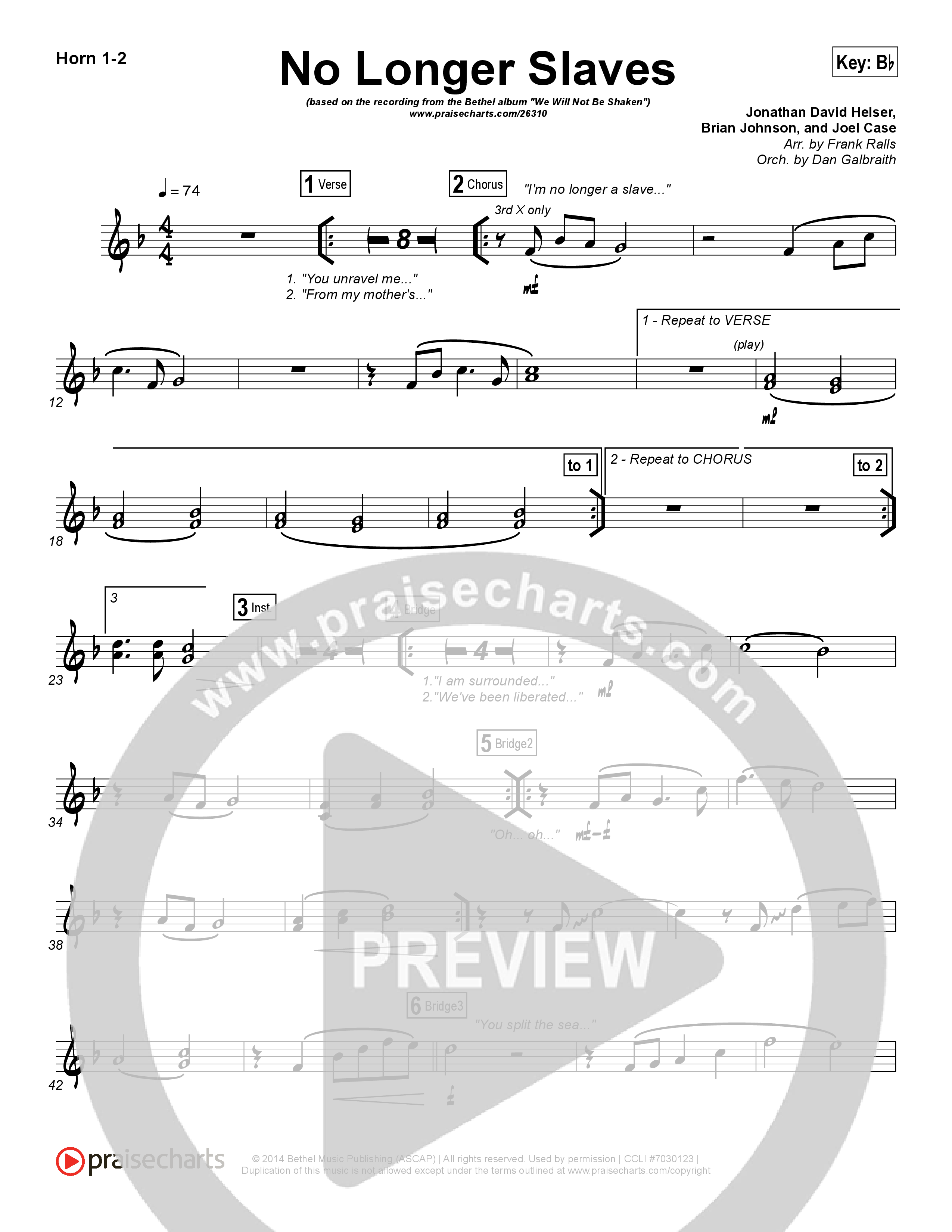 No Longer Slaves (Spontaneous)(Live) French Horn 1/2 (Bethel Music)