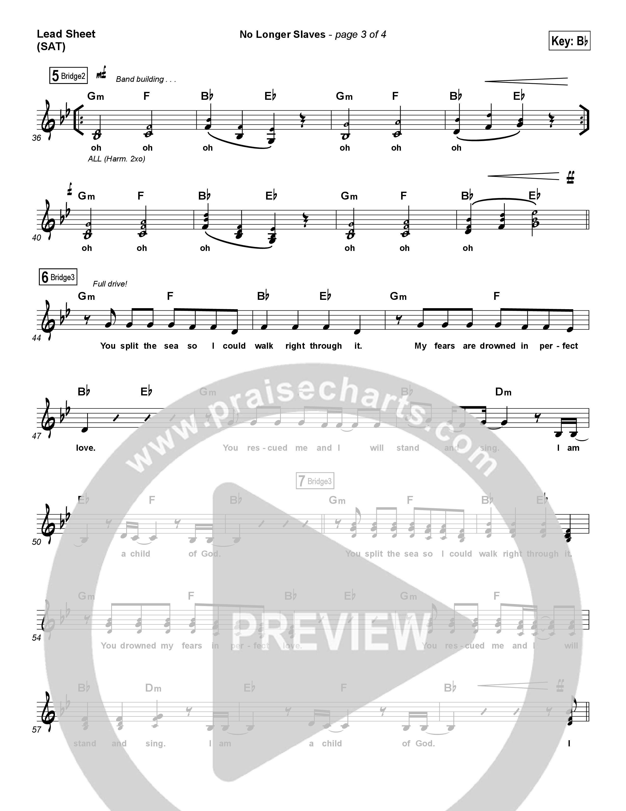 No Longer Slaves (Spontaneous)(Live) Lead Sheet (SAT) (Bethel Music)