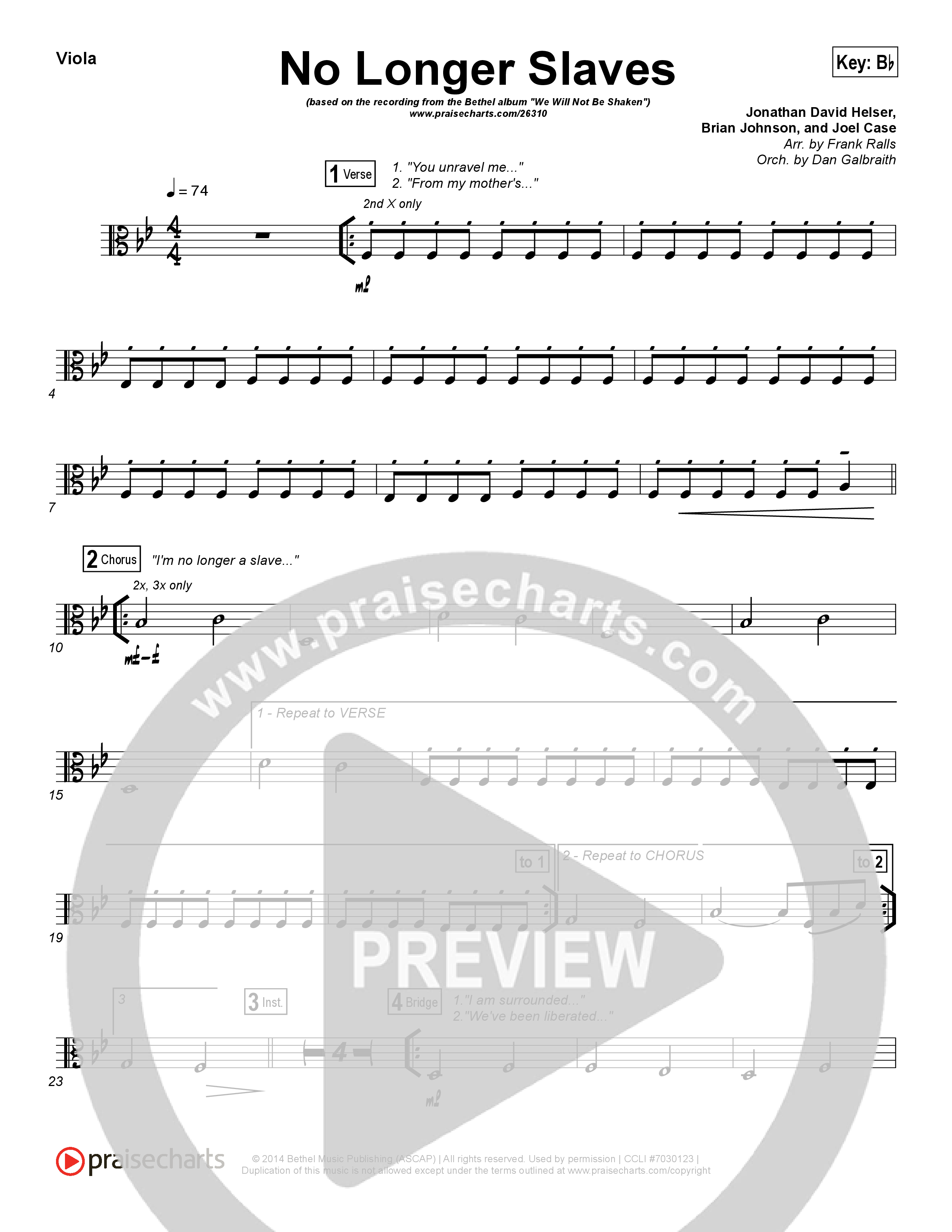 No Longer Slaves (Spontaneous)(Live) Viola (Bethel Music)