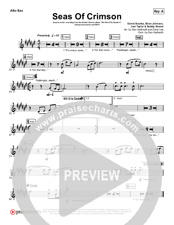 Seas Of Crimson Alto Sax (Bethel Music)