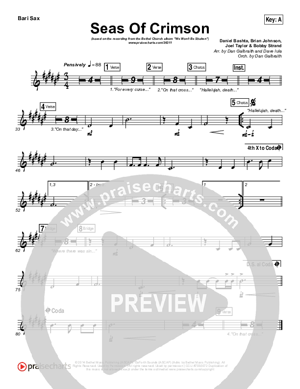 Seas Of Crimson Bari Sax (Bethel Music)