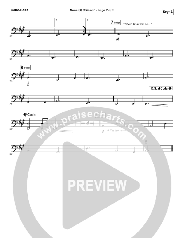 Seas Of Crimson Cello/Bass (Bethel Music)