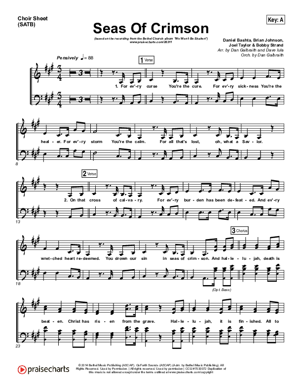 Seas Of Crimson Choir Vocals (SATB) (Bethel Music)