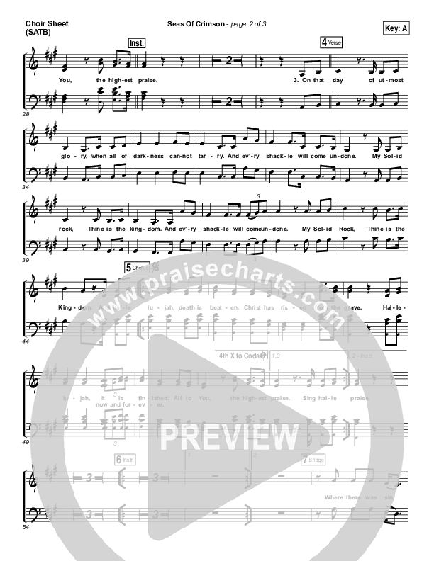 Seas Of Crimson Choir Sheet (SATB) (Bethel Music)