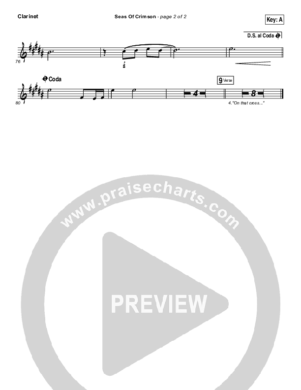 Seas Of Crimson Clarinet (Bethel Music)