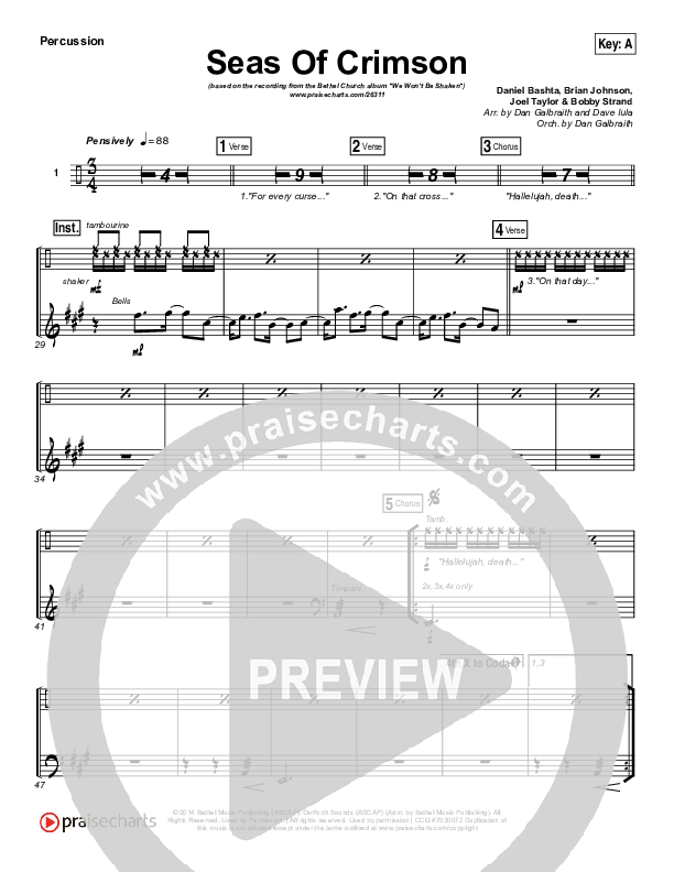 Seas Of Crimson Percussion (Bethel Music)