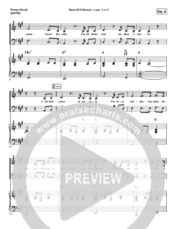 Seas Of Crimson Piano/Vocal (SATB) (Bethel Music)