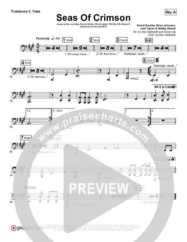 Seas Of Crimson Trombone 3/Tuba (Bethel Music)