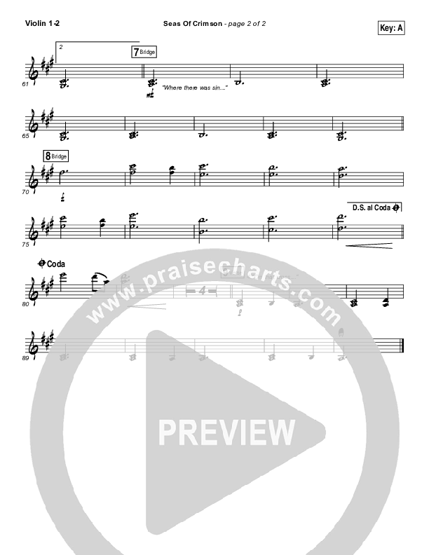 Seas Of Crimson Violin 1/2 (Bethel Music)