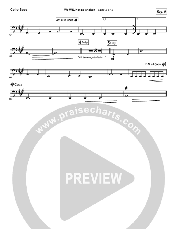 We Will Not Be Shaken Cello/Bass (Bethel Music)