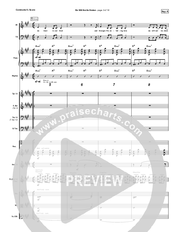 We Will Not Be Shaken Conductor's Score (Bethel Music)