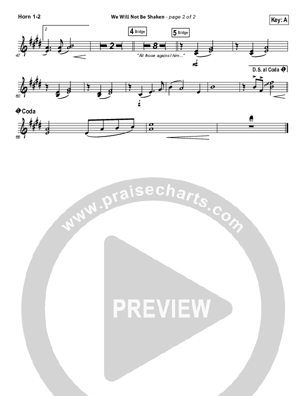 We Will Not Be Shaken French Horn 1/2 (Bethel Music)