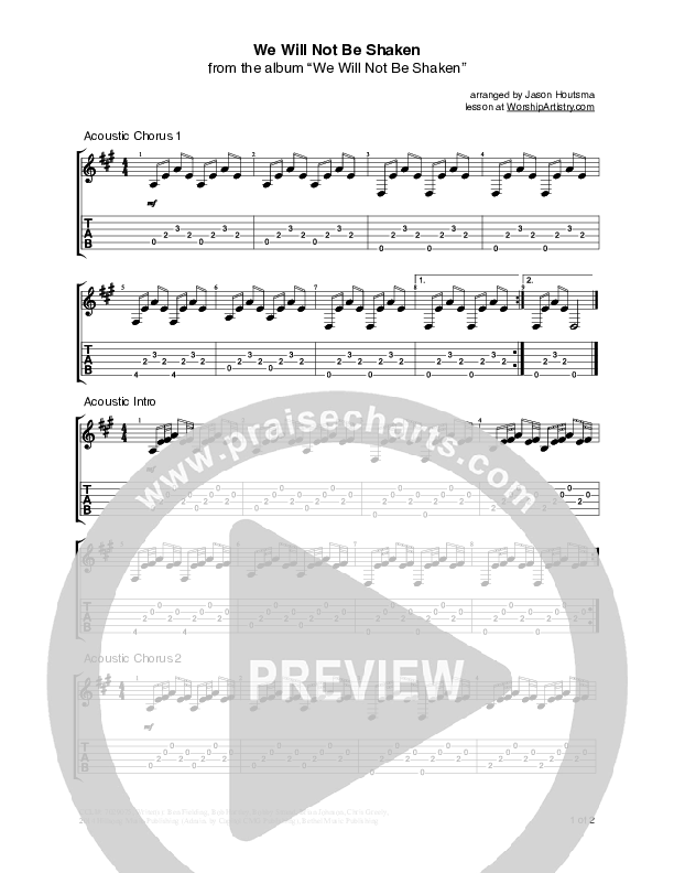 We Will Not Be Shaken Guitar Tab (Bethel Music)