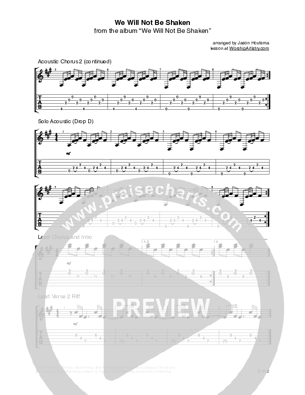 We Will Not Be Shaken Guitar Tab (Bethel Music)