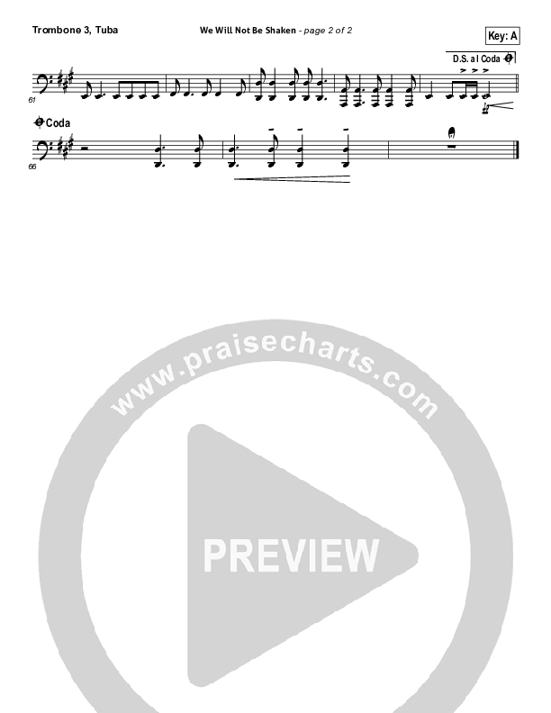 We Will Not Be Shaken Trombone 3/Tuba (Bethel Music)