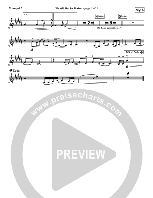 We Will Not Be Shaken Trumpet 3 (Bethel Music)