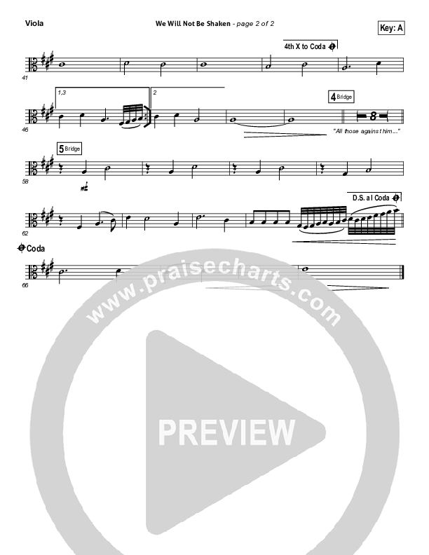 We Will Not Be Shaken Viola (Bethel Music)