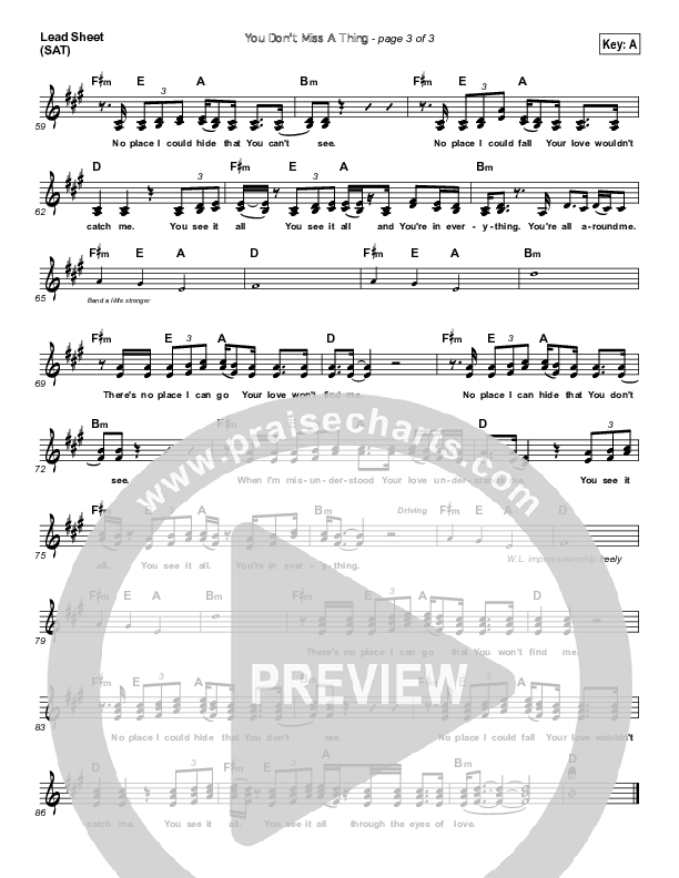 You Don't Miss A Thing Lead (SAT) (Bethel Music)