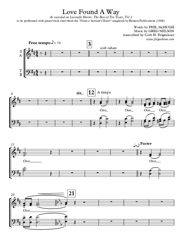 Love Found A Way Choir Sheet (SATB) (Larnell Harris)