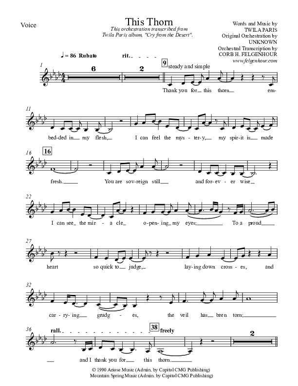 This Thorn Choir Sheet (Twila Paris)