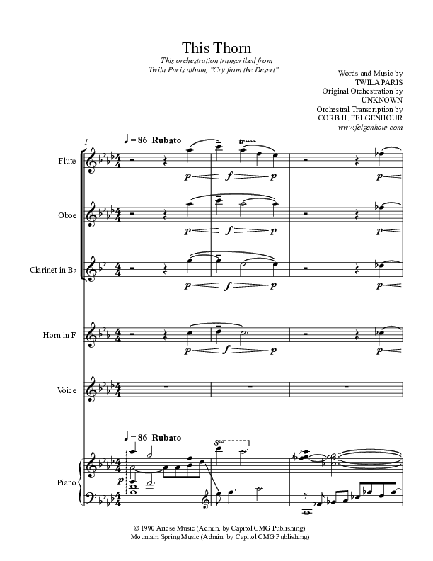 This Thorn Conductor's Score (Twila Paris)