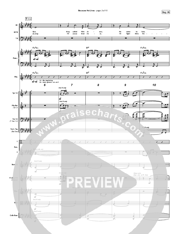 Because He Lives Conductor's Score (PraiseCharts Band / Arr. Daniel Galbraith)