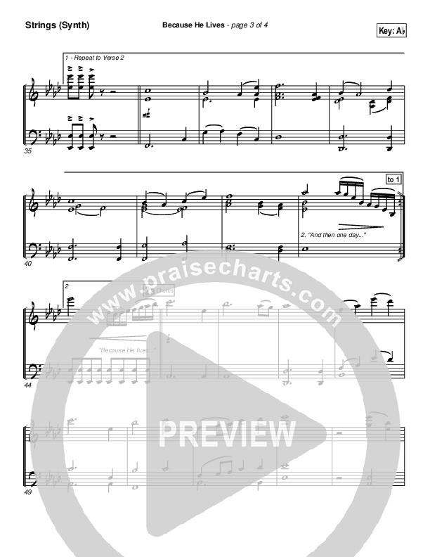 Because He Lives String Pack (PraiseCharts Band / Arr. Daniel Galbraith)