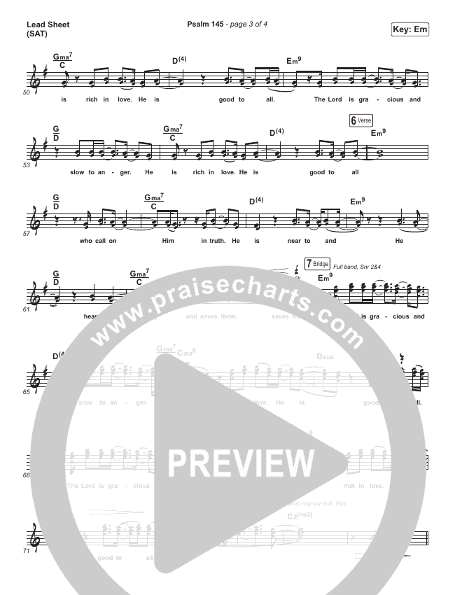 Psalm 145 Sheet Music Shane Shane Praisecharts psalm 145 sheet music shane shane