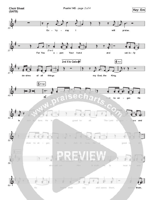 Psalm 145 Choir Sheet (SATB) (Shane & Shane)
