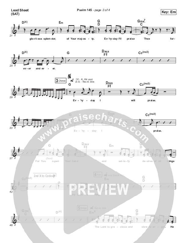 Psalm 145 Lead Sheet (SAT) (Shane & Shane)