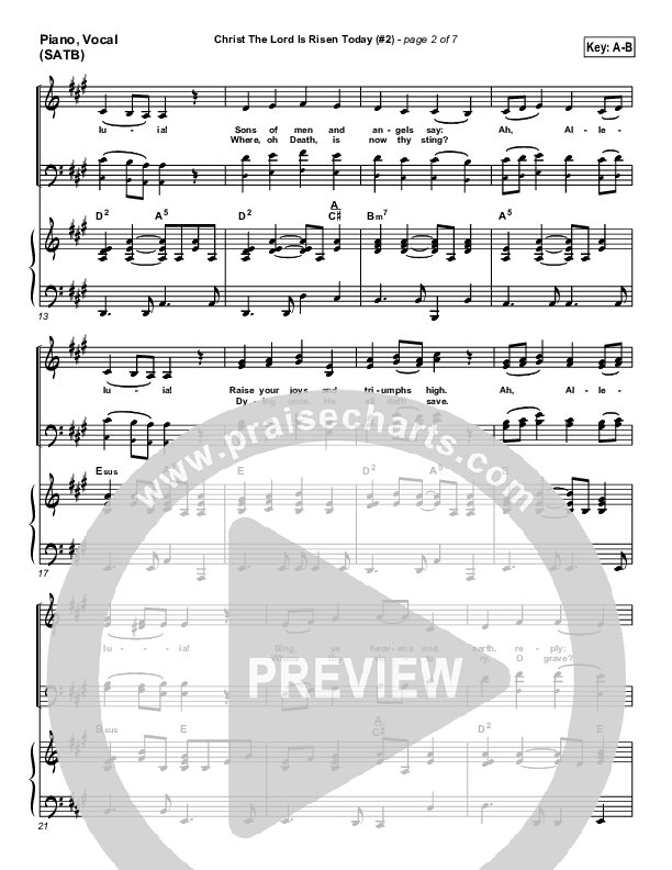 Christ The Lord Is Risen Today Piano/Vocal & Lead (PraiseCharts Band / Arr. Daniel Galbraith)