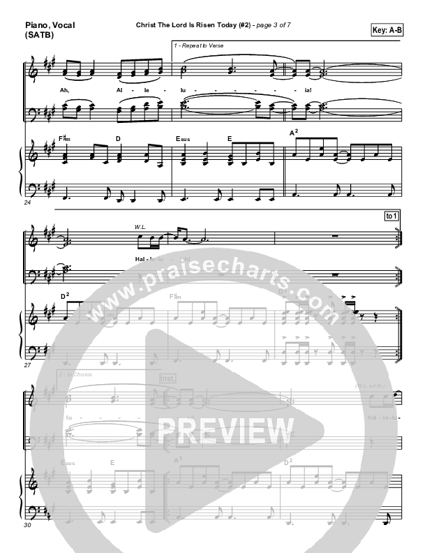 Christ The Lord Is Risen Today Piano/Vocal (SATB) (PraiseCharts Band / Arr. Daniel Galbraith)