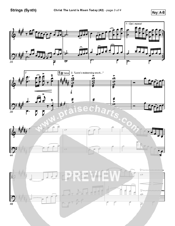 Christ The Lord Is Risen Today Synth Strings (PraiseCharts Band / Arr. Daniel Galbraith)