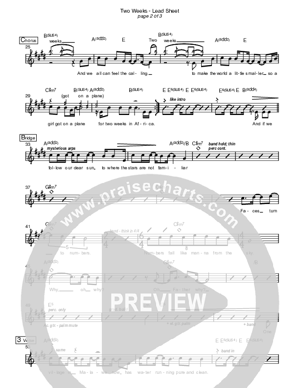 Two Weeks In Africa Lead Sheet (SAT) (Caedmon's Call)