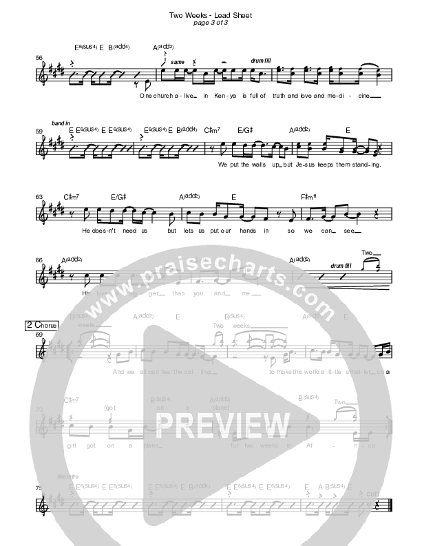 Two Weeks In Africa Lead Sheet (SAT) (Caedmon's Call)
