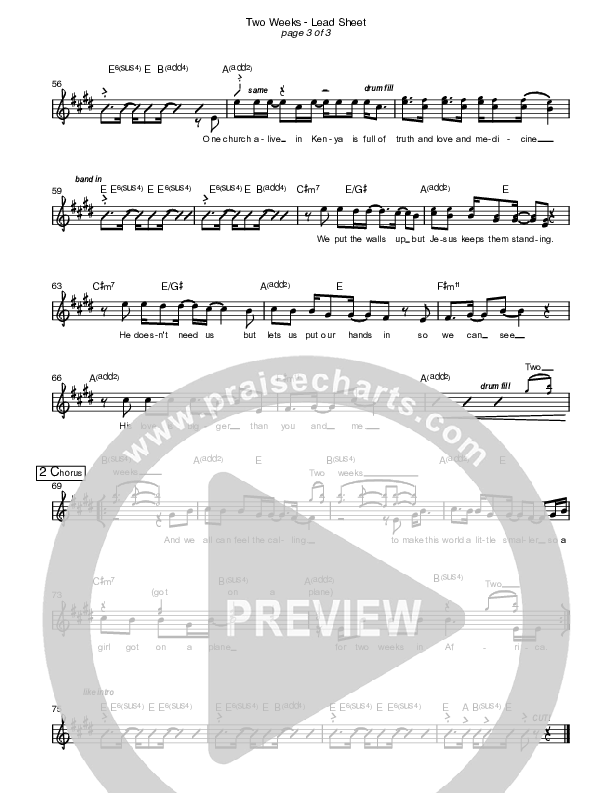 Two Weeks In Africa Lead Sheet (Caedmon's Call)