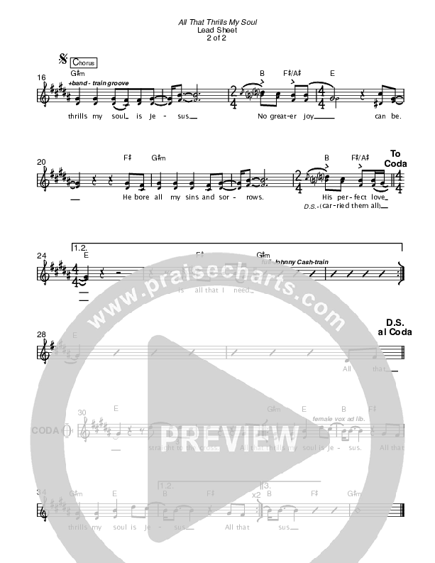 All That Thrills My Soul Lead Sheet (Sovereign Grace)