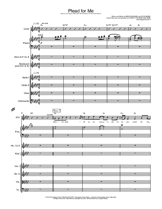 Plead For Me Conductor's Score (West Coast Revival)